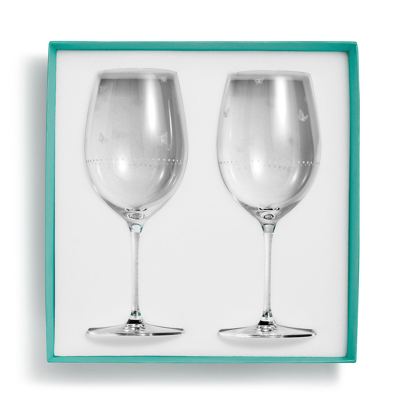 Tiffany Jardin Red Wine Glasses in Etched Glass Set of Two Tiffany Co. UK
