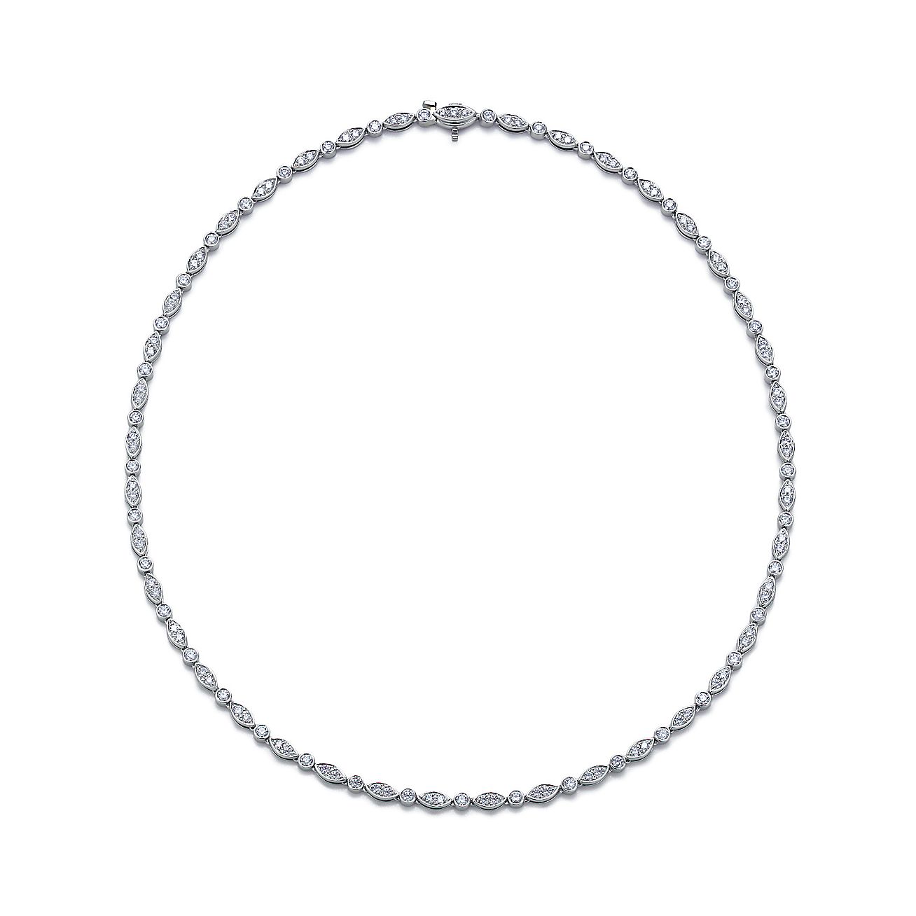 Tiffany Jazz™ necklace in platinum with round brilliant diamonds ...