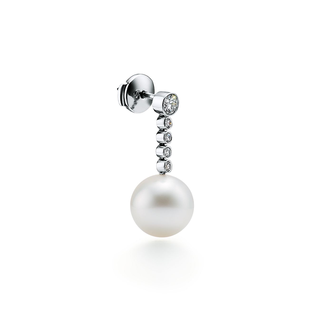 Tiffany Jazz™ earrings in platinum with South Sea cultured pearls
