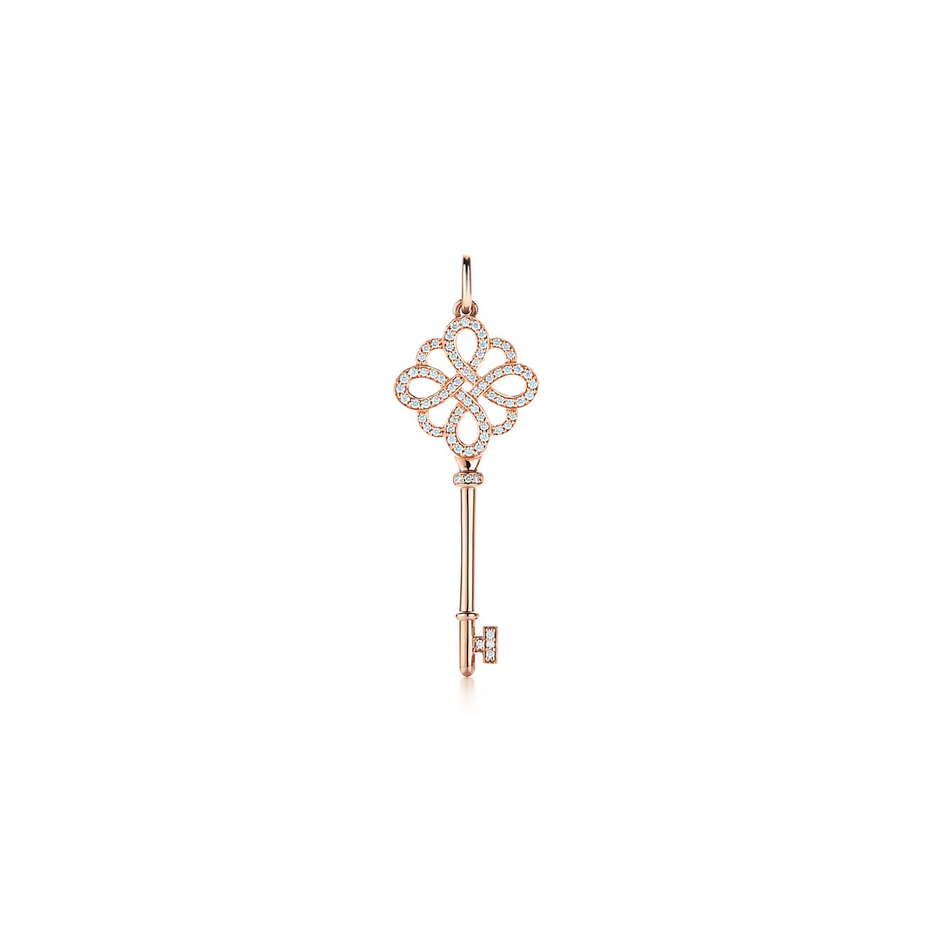 Tiffany Keys 18K玫瑰金鑲鑽結形鑰匙鍊墜 