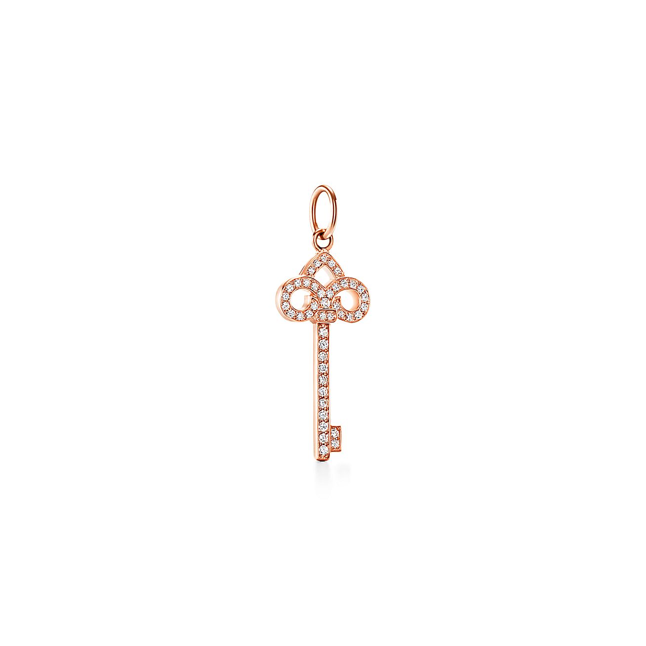 Tiffany Keys fleur de lis key in 18k rose gold with diamonds, mini.