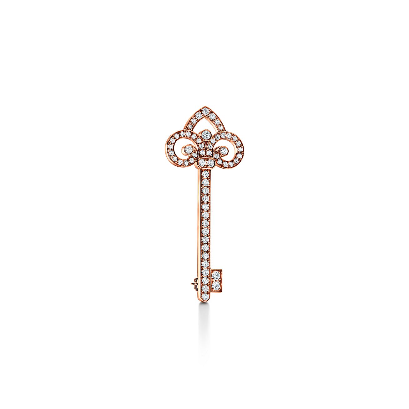 Tiffany Keys Fleur de Lis Key Brooch in Rose Gold with Diamonds