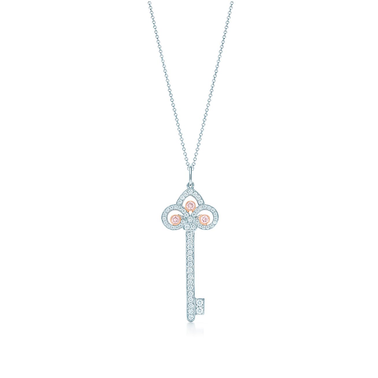 Keys Fleur De Lis Key Pendant In Platinum And Rose Gold With Keys Fleur De Lis Key Pendant In Platinum And Rose Gold With Diamonds Co