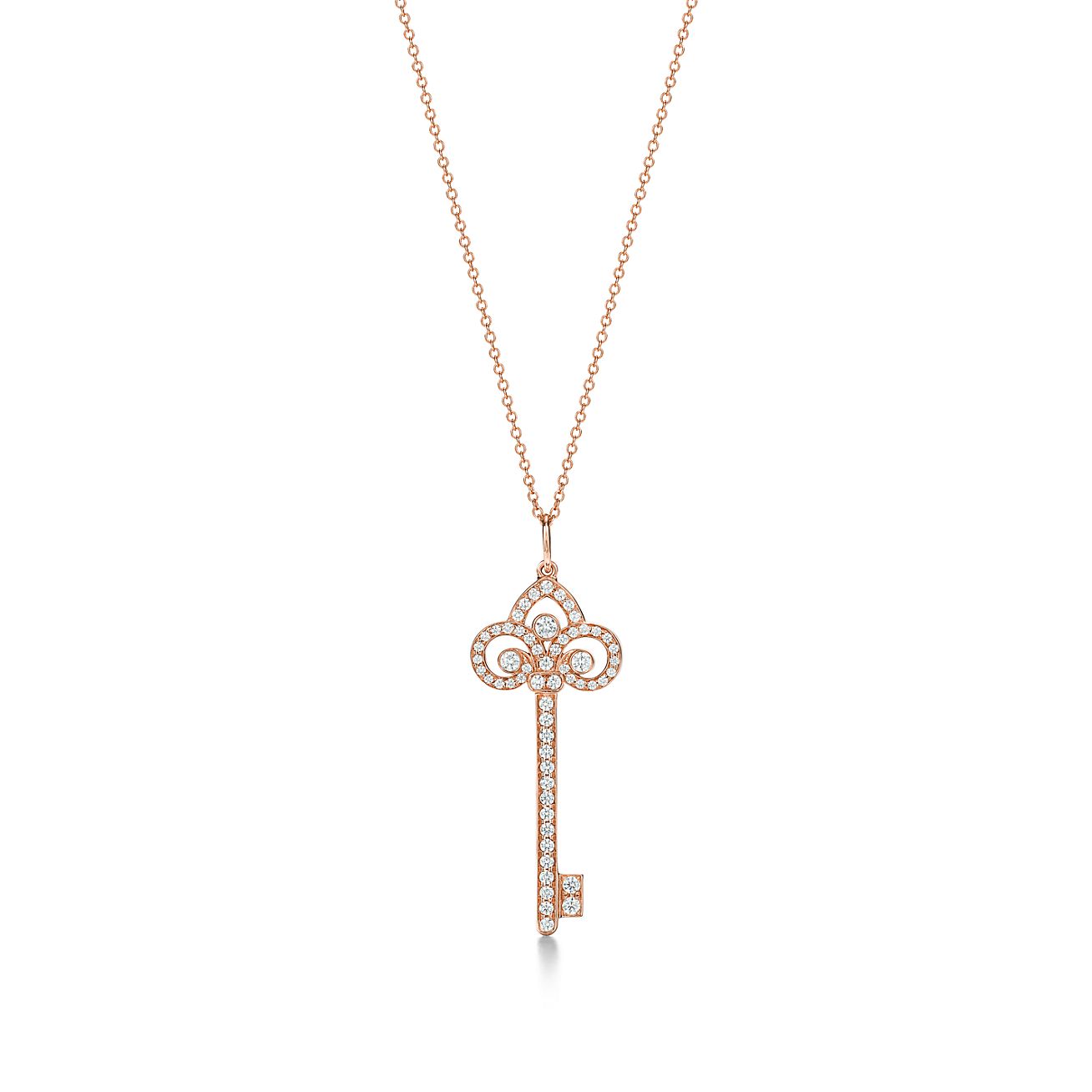 Tiffany Keys fleur de lis key pendant in 18k rose gold with 