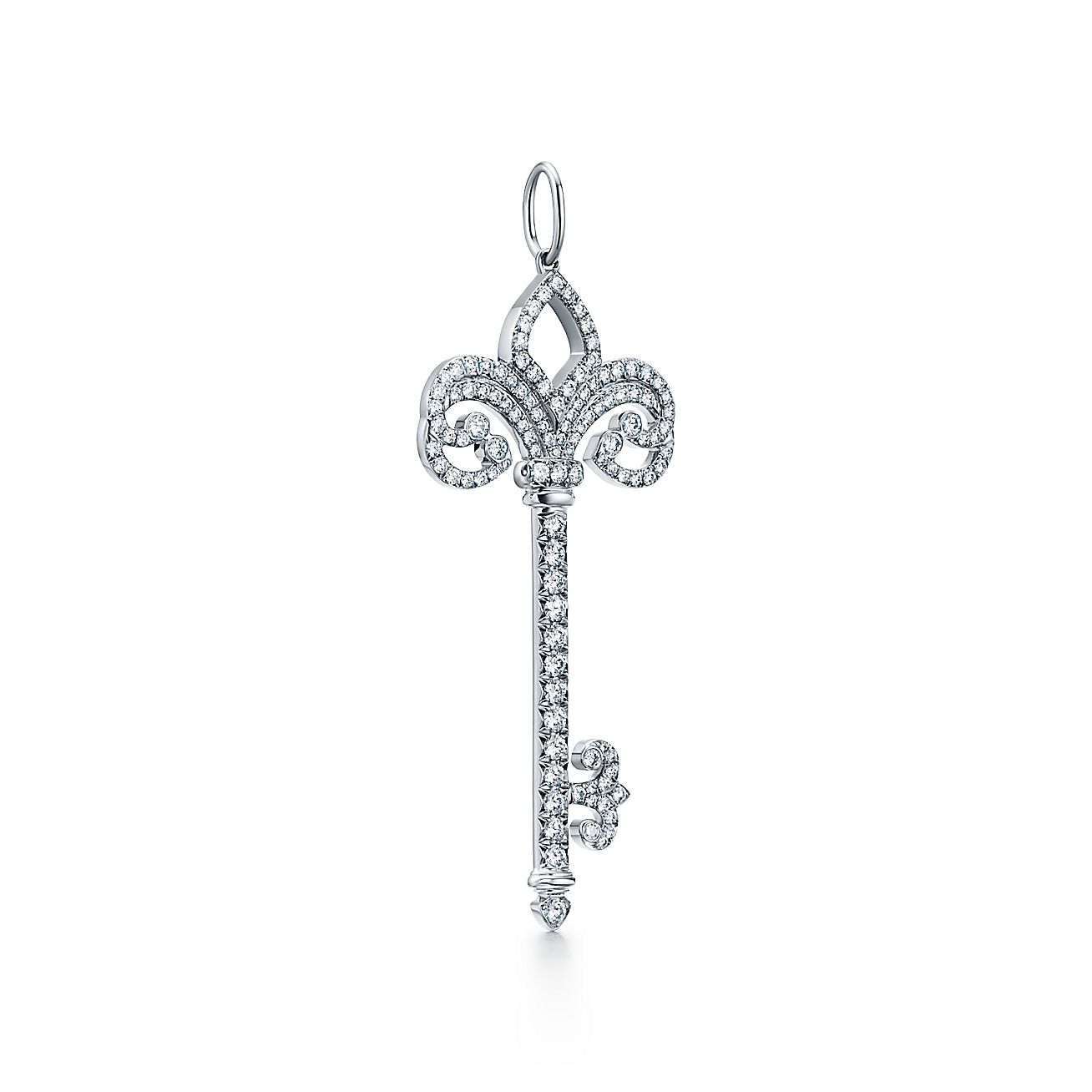 Tiffany & Co. Necklace Fleur De Lis Key Flower Lily Symbol Diamond PT950