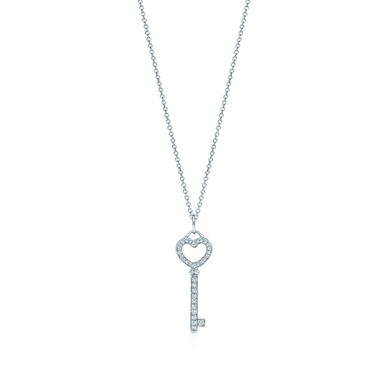 Tiffany Keys heart key charm with diamonds in platinum on a chain ...