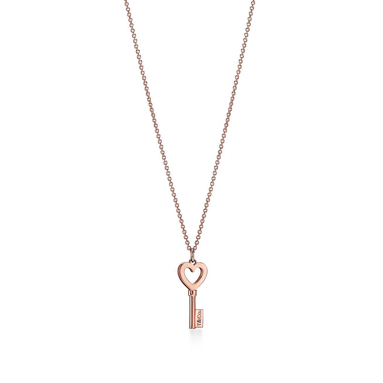 Tiffany Limited Edition Tiffany Keys Mini Crown Key Charm Pink Crystal  Womens Rosed Gold Diamonds Necklace