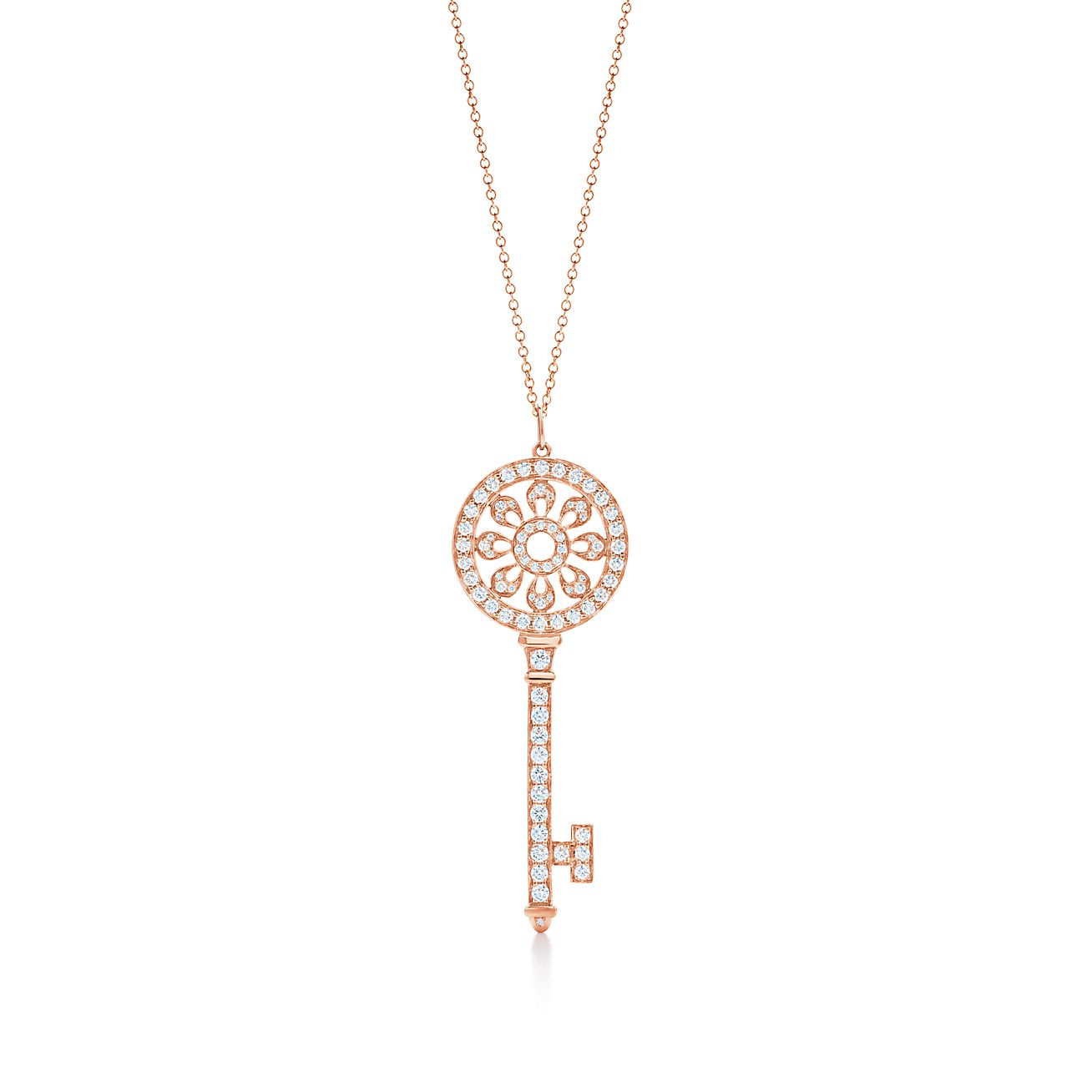 Tiffany Keys petals key pendant in 18k rose gold with diamonds