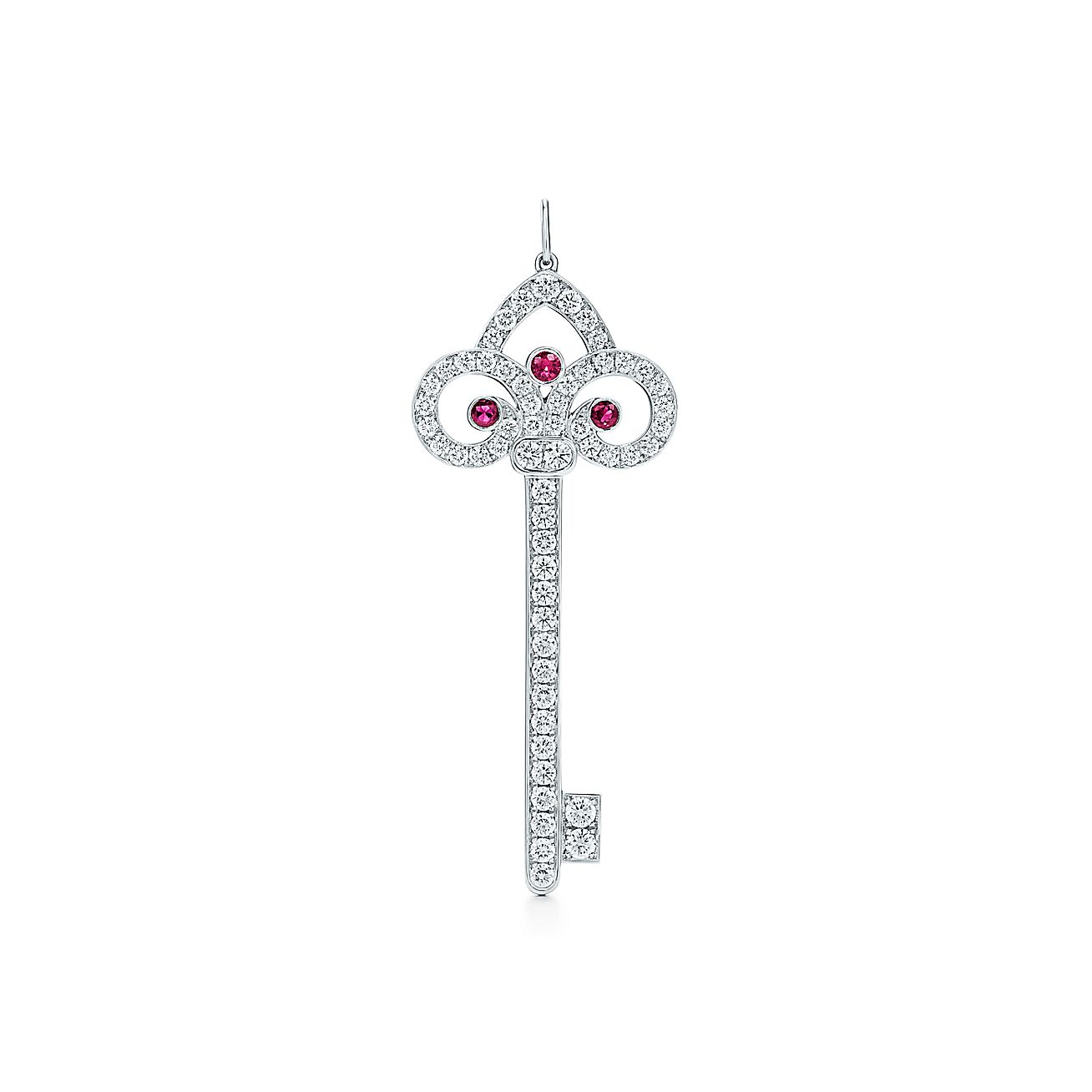 Tiffany & Co. Necklace Fleur De Lis Key Flower Lily Symbol Diamond PT950
