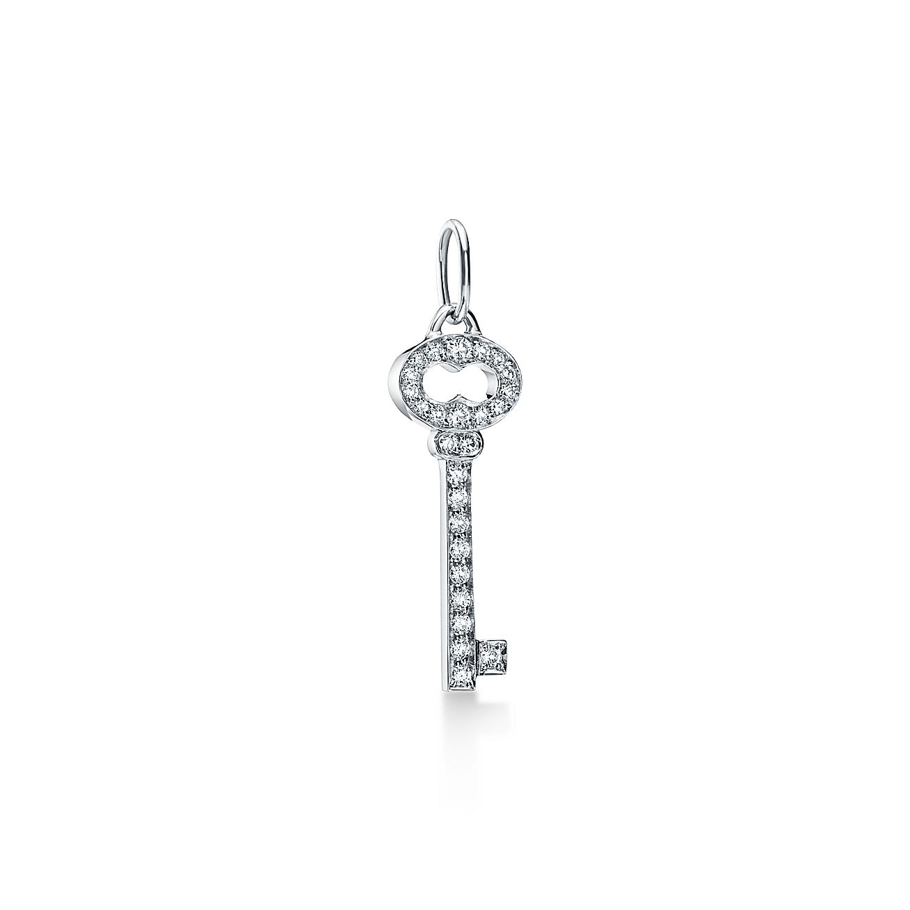 Tiffany Keys Vintage Oval Key In 18k White Gold With Diamonds Mini Tiffany Co