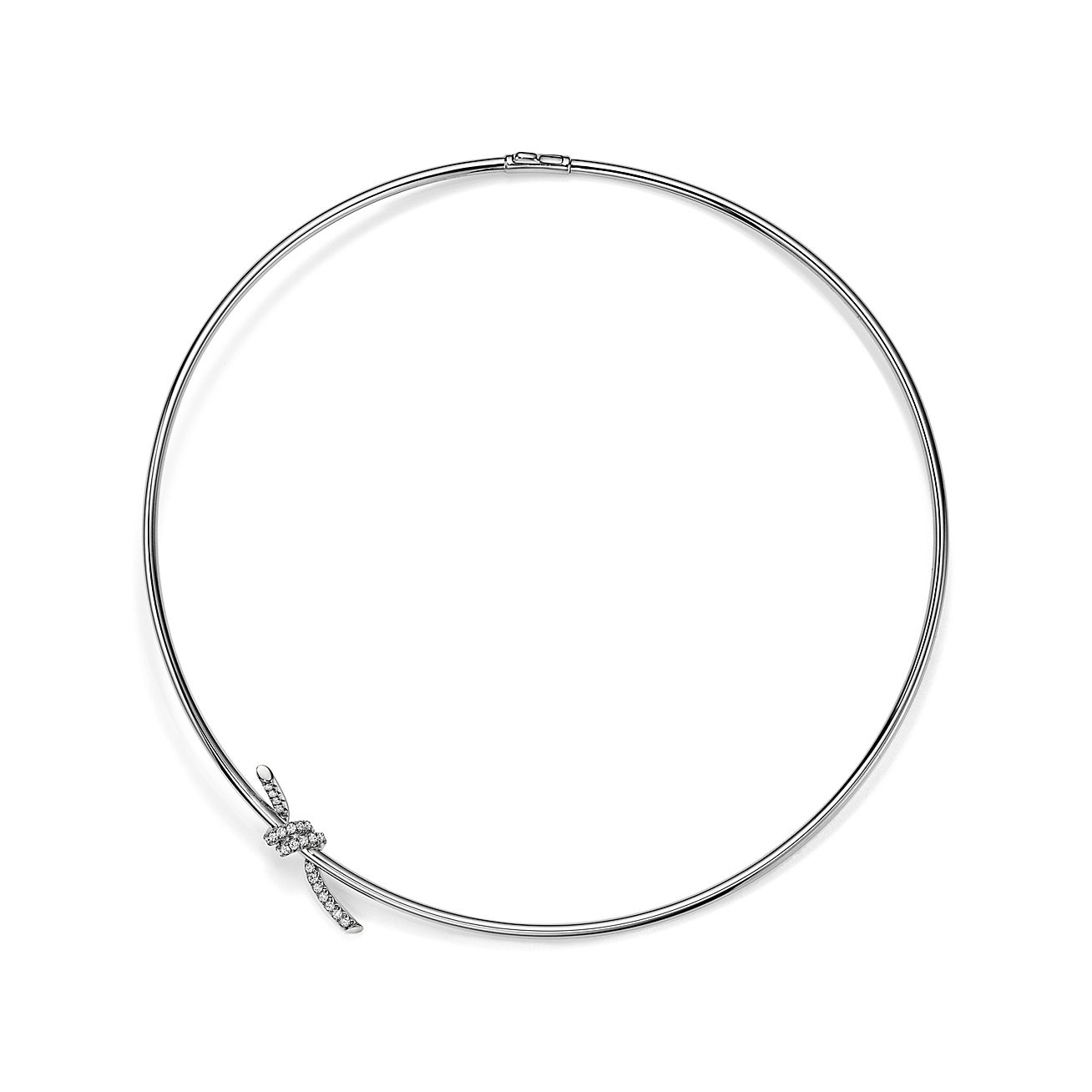 Tiffany Knot Necklace in White Gold with Diamonds - Alternate shot 1