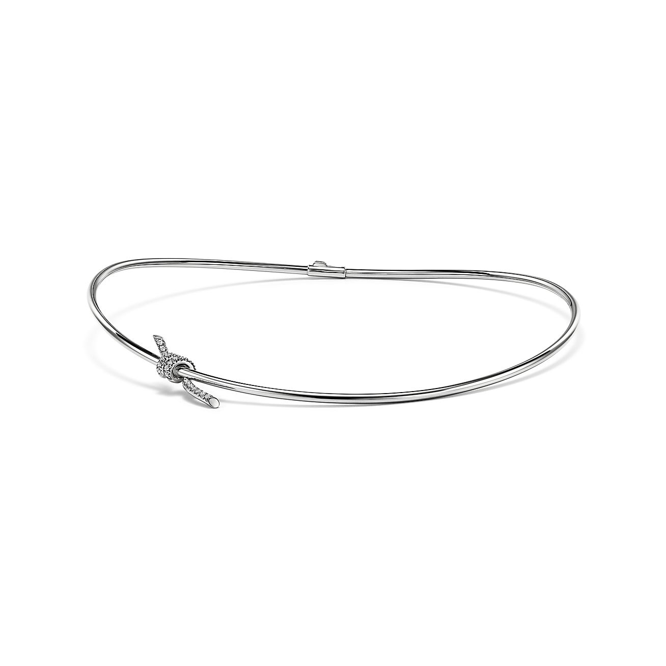 Tiffany Knot Necklace in White Gold with Diamonds