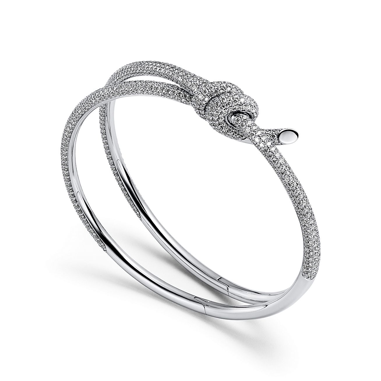 Tiffany Knot Double Row Bracelet in White Gold with Diamonds - Alternate shot 1