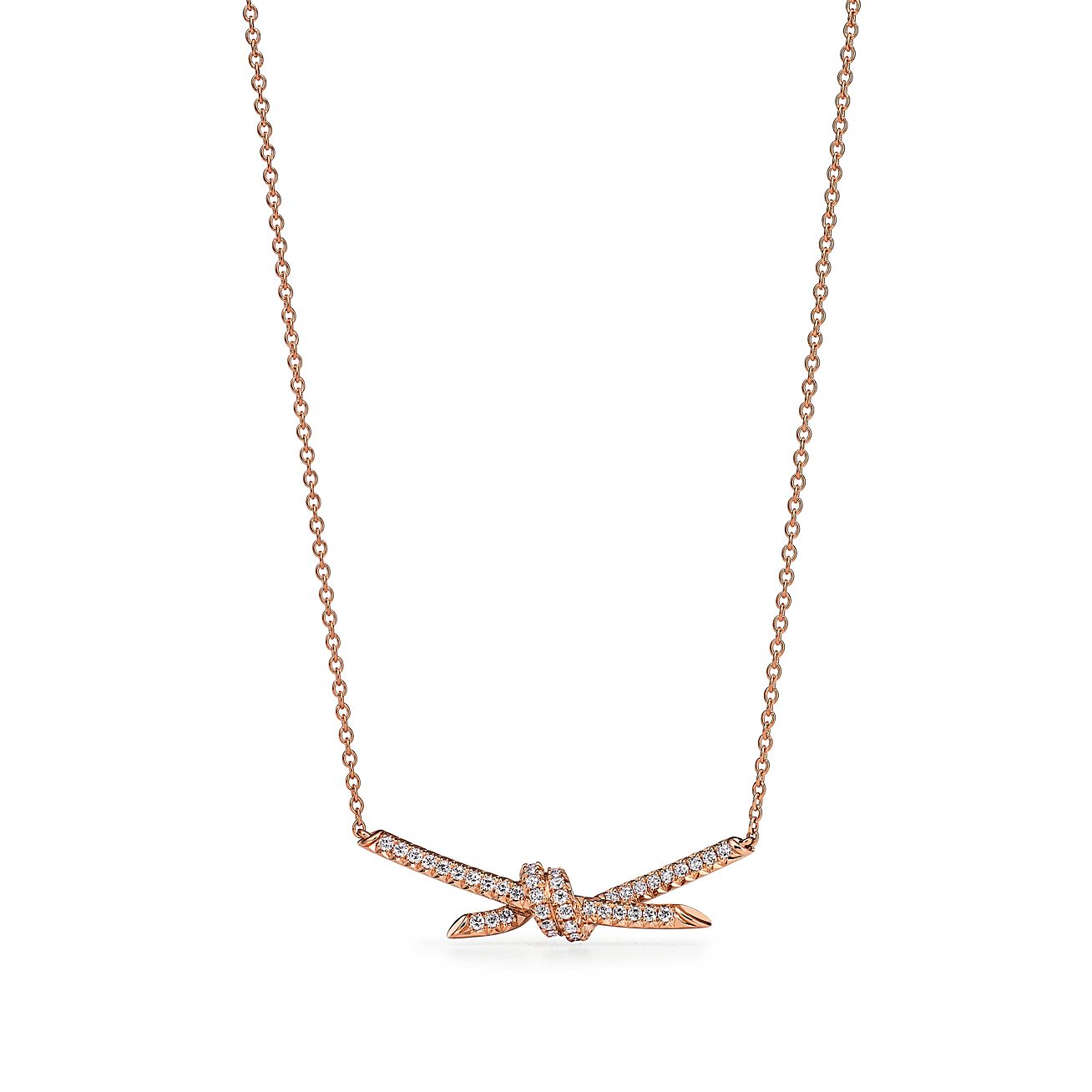 Tiffany Knot Pendant in Rose Gold with Diamonds