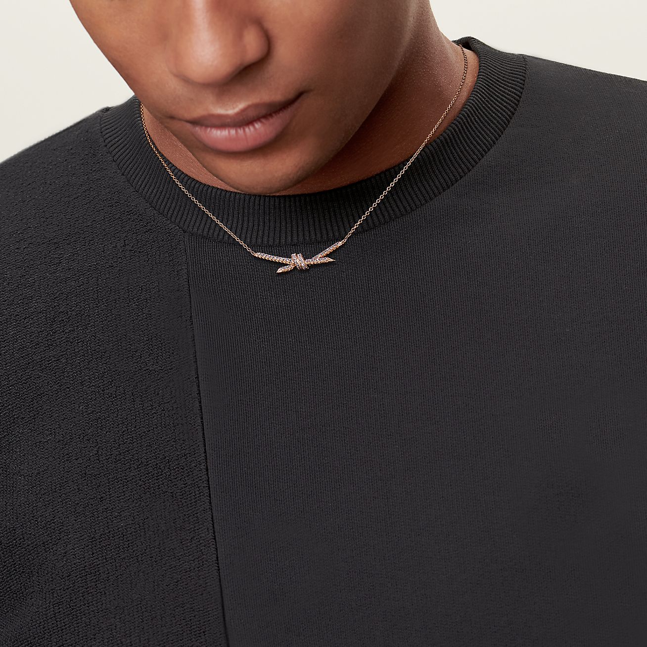 Tiffany Knot Pendant in Rose Gold with Diamonds - Alternate shot 1 - Alternate shot 2 - Modal shot 1