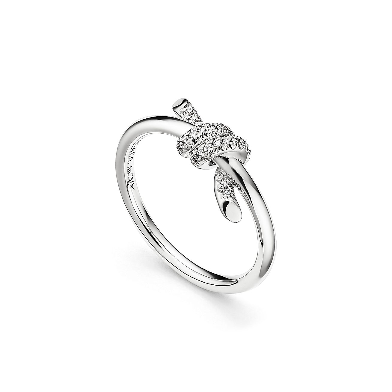 Tiffany Knot Ring in White Gold with Diamonds - Alternate shot 1