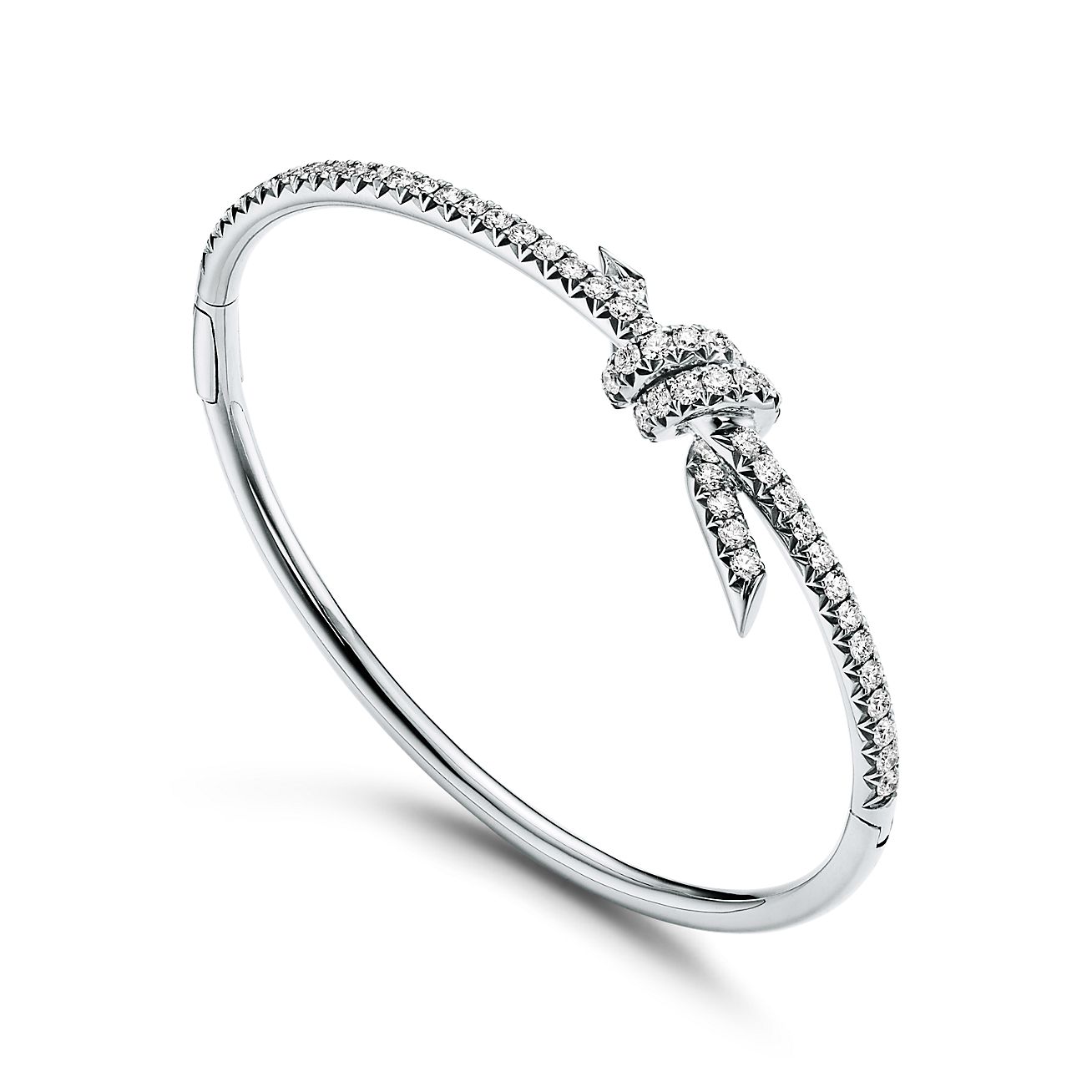 Tiffany Knot Bangle in White Gold with Diamonds | Tiffany & Co