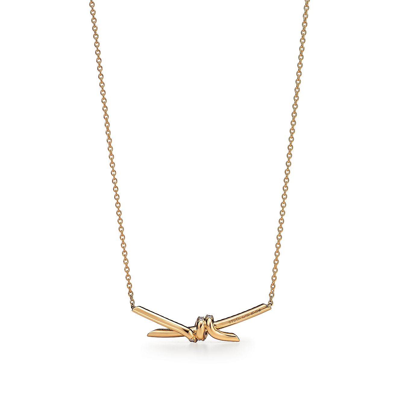 Tiffany Knot Pendant in Yellow Gold with Diamonds - Alternate shot 1