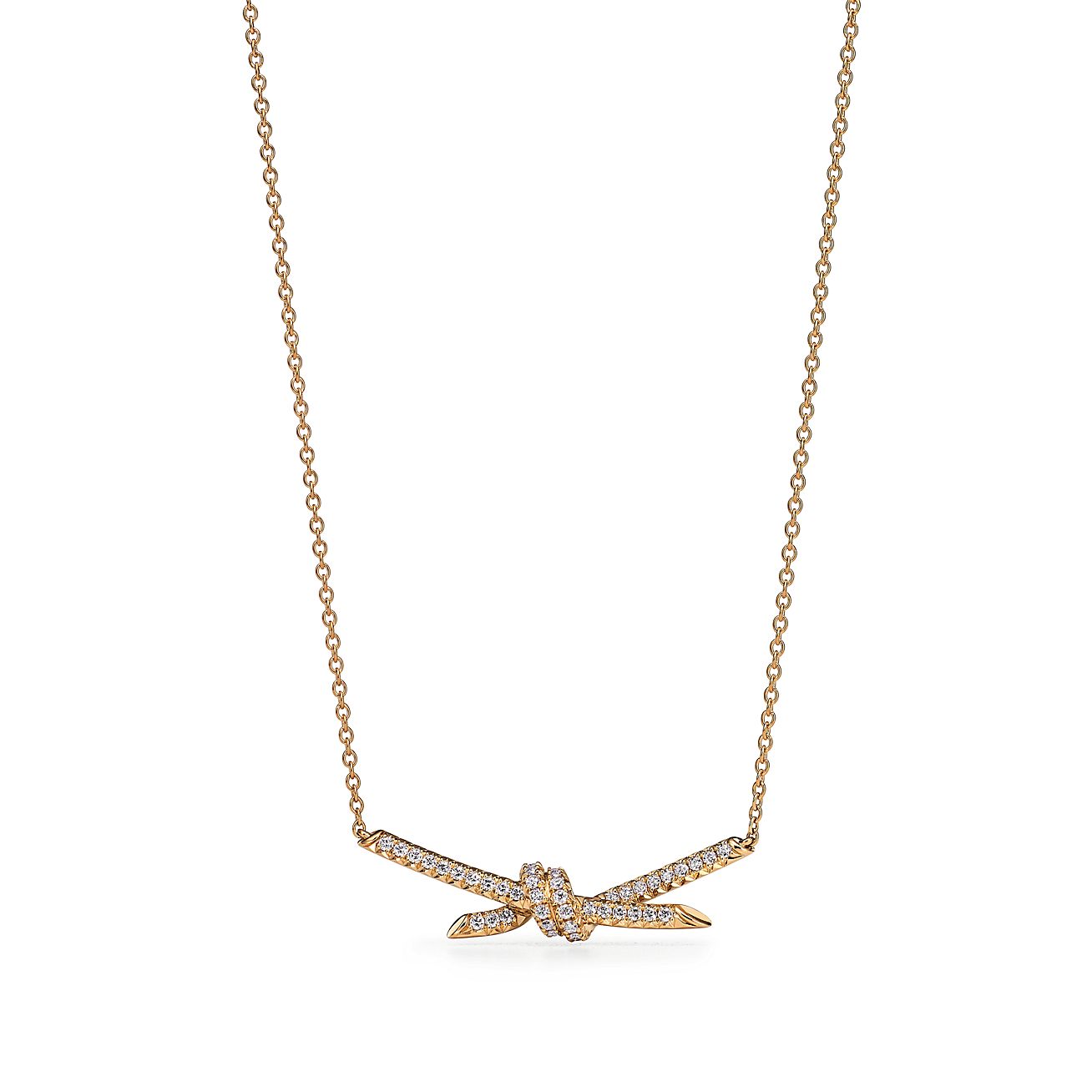 Tiffany Knot Pendant in Yellow Gold with Diamonds