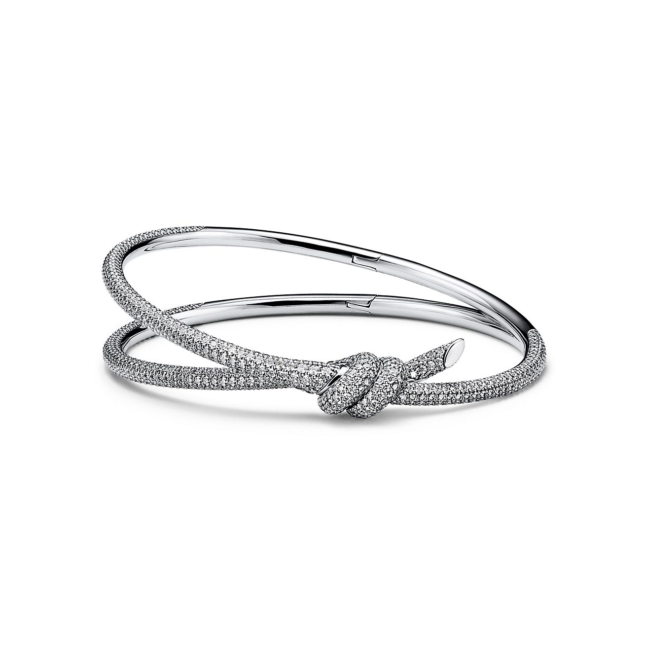 Tiffany Knot Double Row Bracelet in White Gold with Diamonds Tiffany