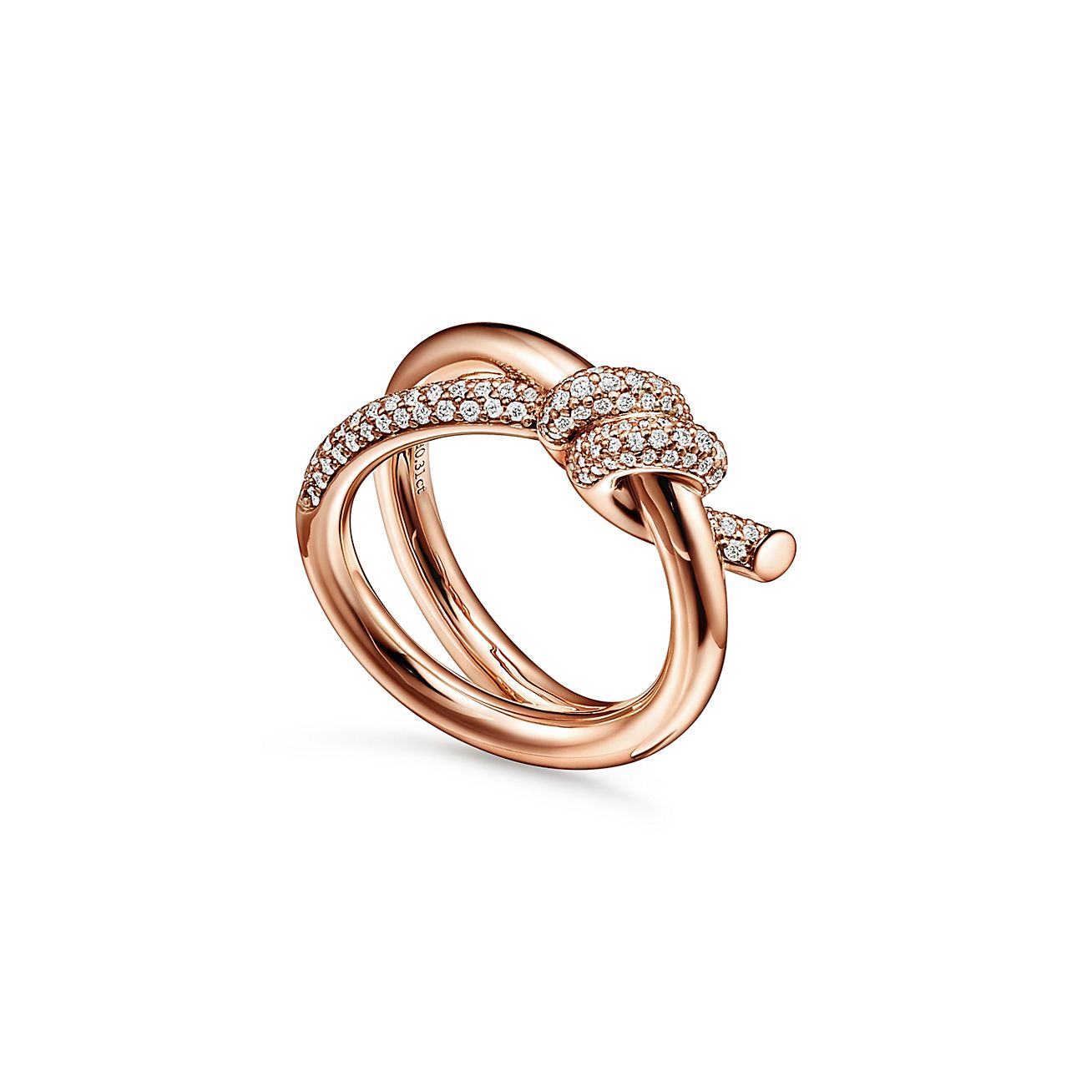 Tiffany Knot Double Row Ring in Rose Gold with Diamonds | Tiffany 