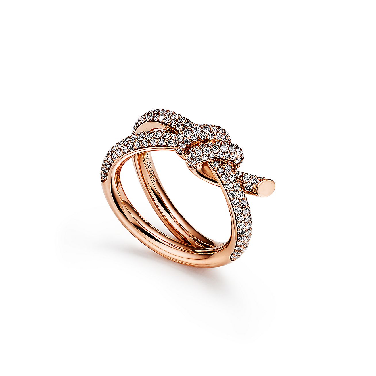 Tiffany Knot Double Row Ring in Rose Gold with Diamonds - Alternate shot 1