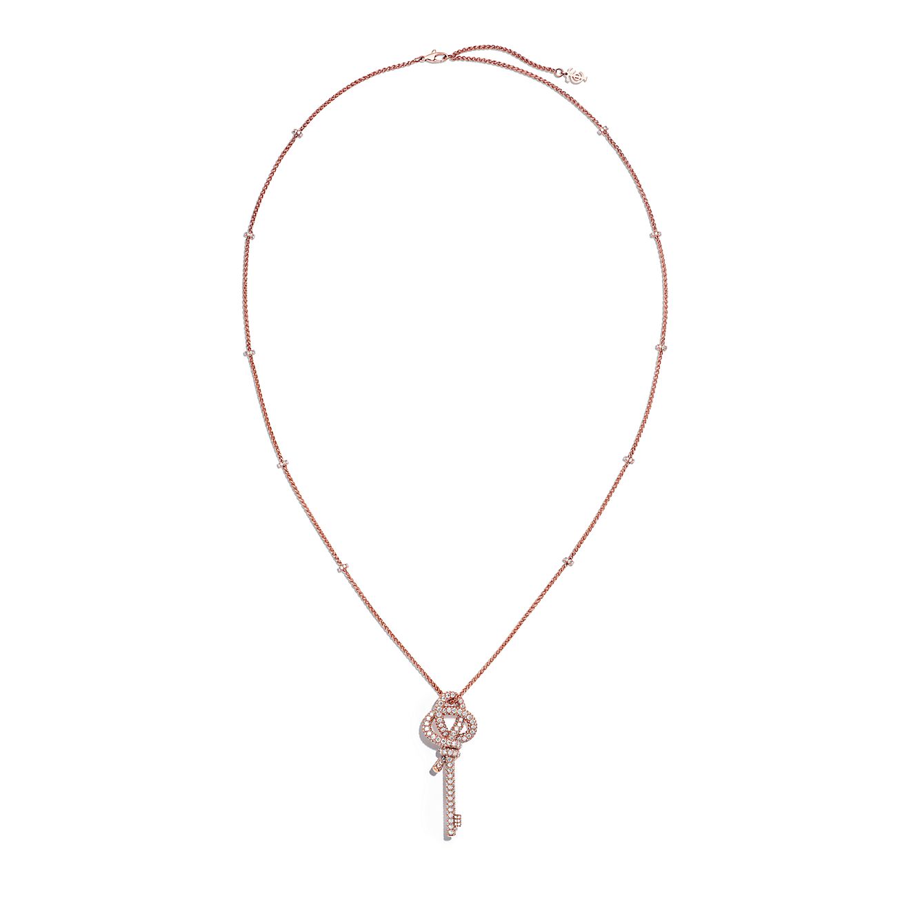 Tiffany Knot Extra Large Key Pendant in Rose Gold with Diamonds - Alternate shot 1