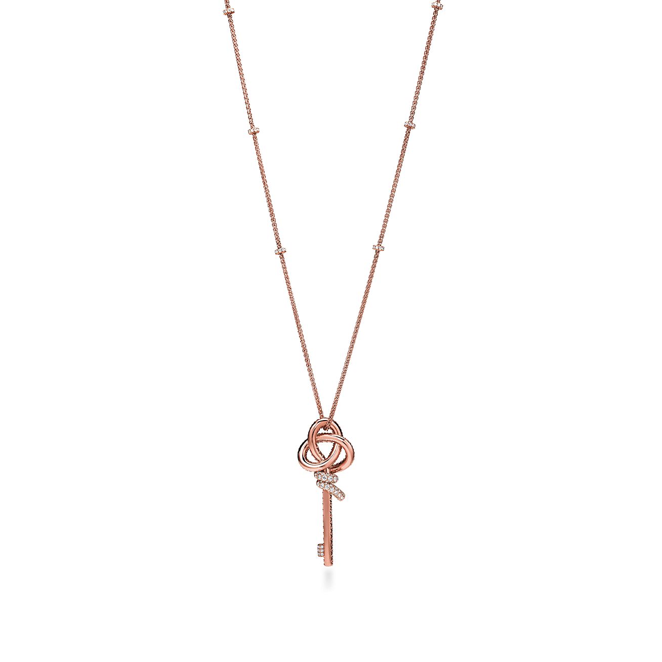 Tiffany Knot Extra Large Key Pendant in Rose Gold with Diamonds - Alternate shot 1 - Alternate shot 2
