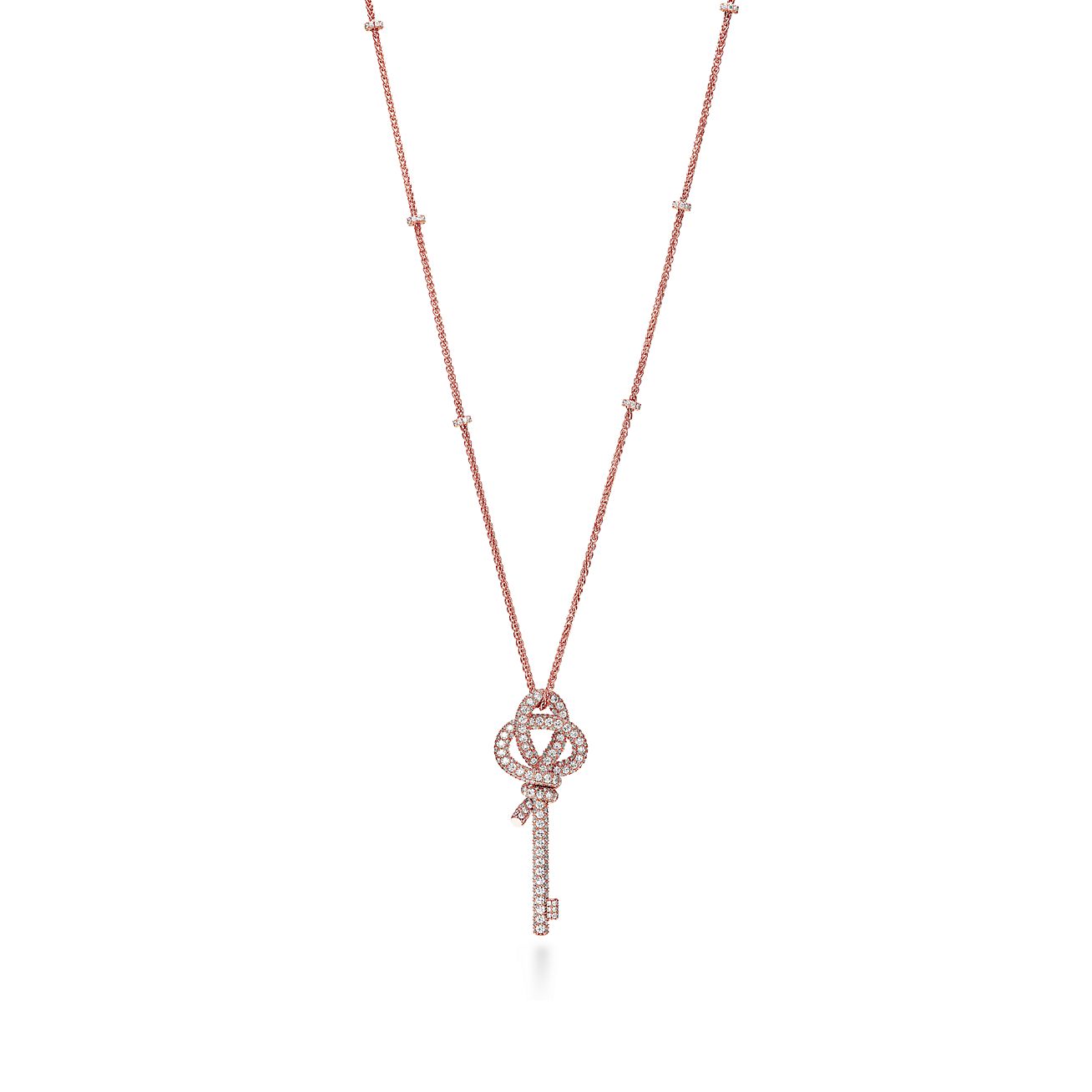 Tiffany Knot Extra Large Key Pendant in Rose Gold with Diamonds