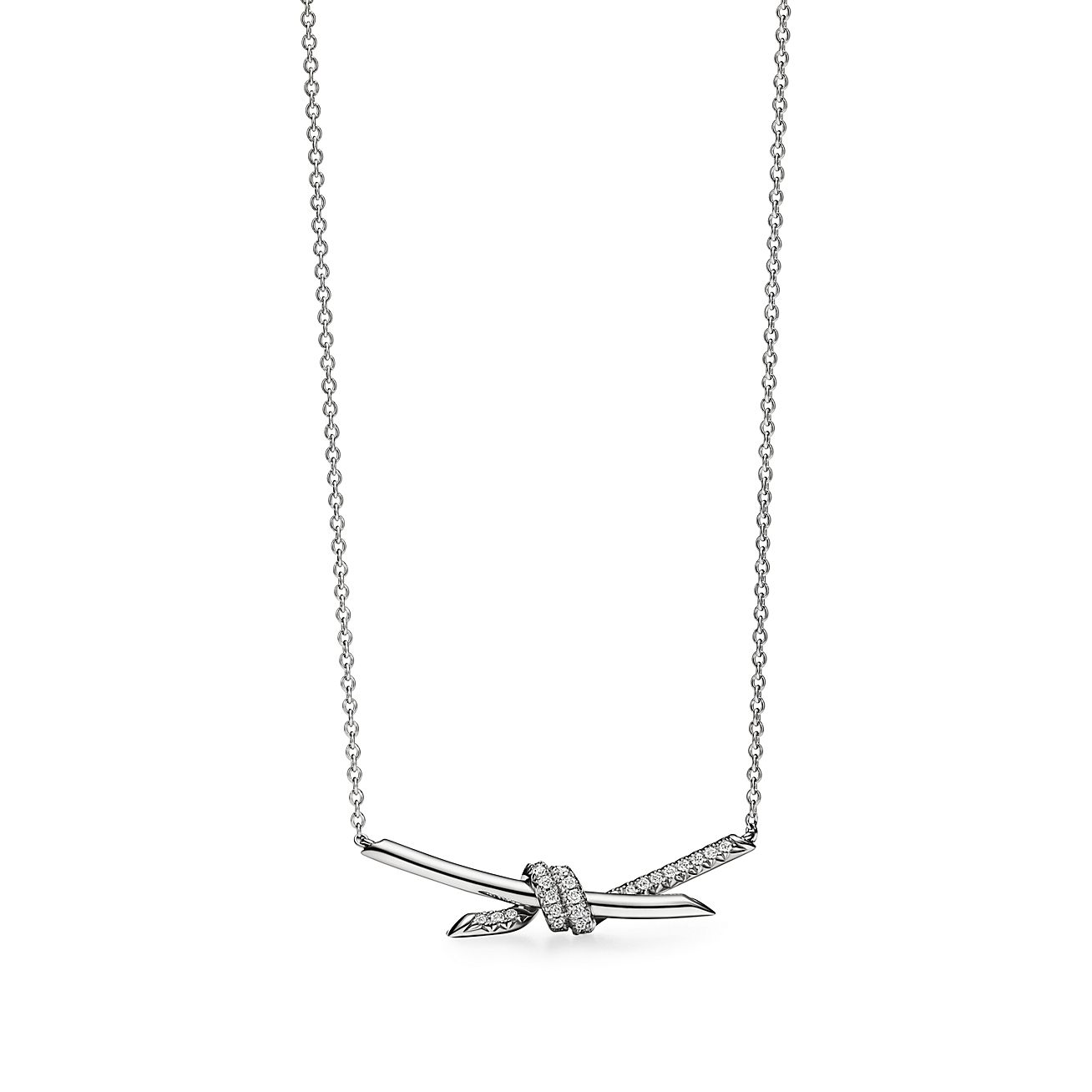 Tiffany Knot Pendant in White Gold with Diamonds | Tiffany & Co.