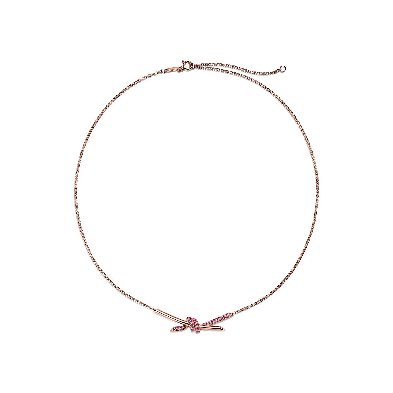 Tiffany Knot Pendant in Rose Gold with Pink Sapphires | Tiffany 