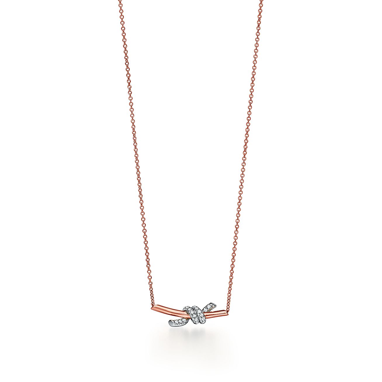 Tiffany & Co. TFNYKNOT SMALL PDT ネックレス Tiffany Knot Small Pendant in Rose Gold and Platinum with Diamonds