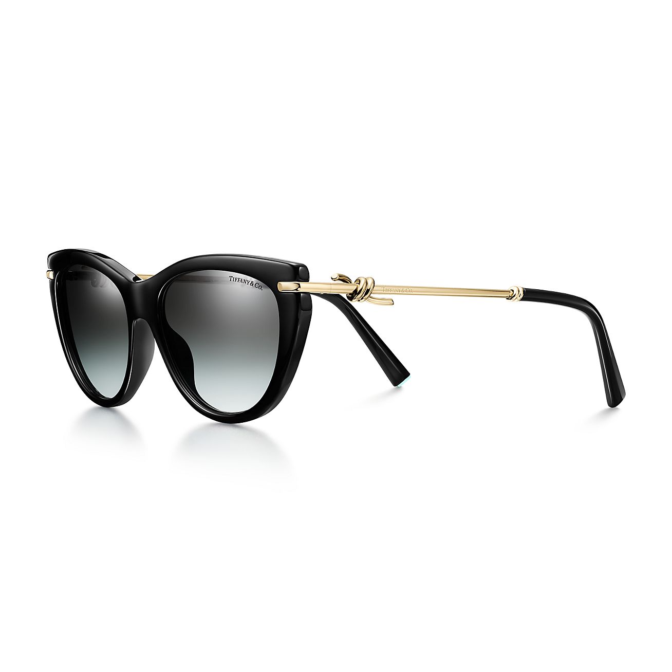 Tiffany Knot Sunglasses in Black Acetate with Gray Gradient Lenses