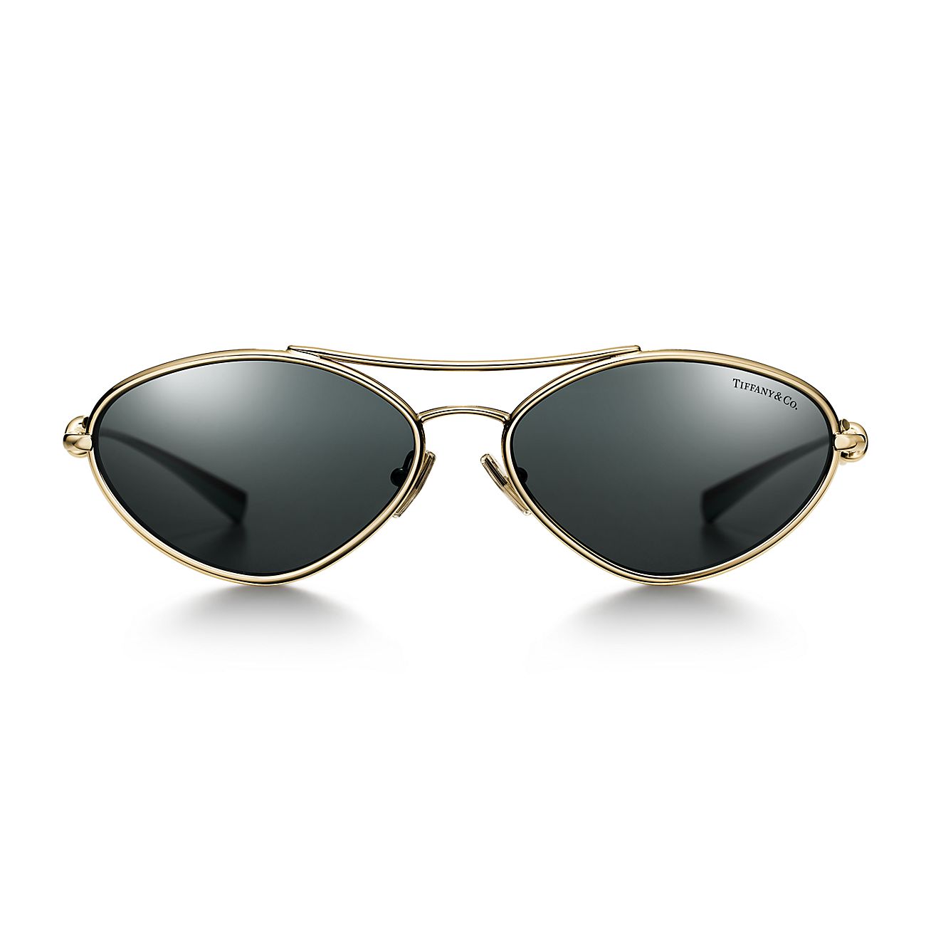 Tiffany Knot Sunglasses in Pale Gold-colored Metal with Dark Gray
