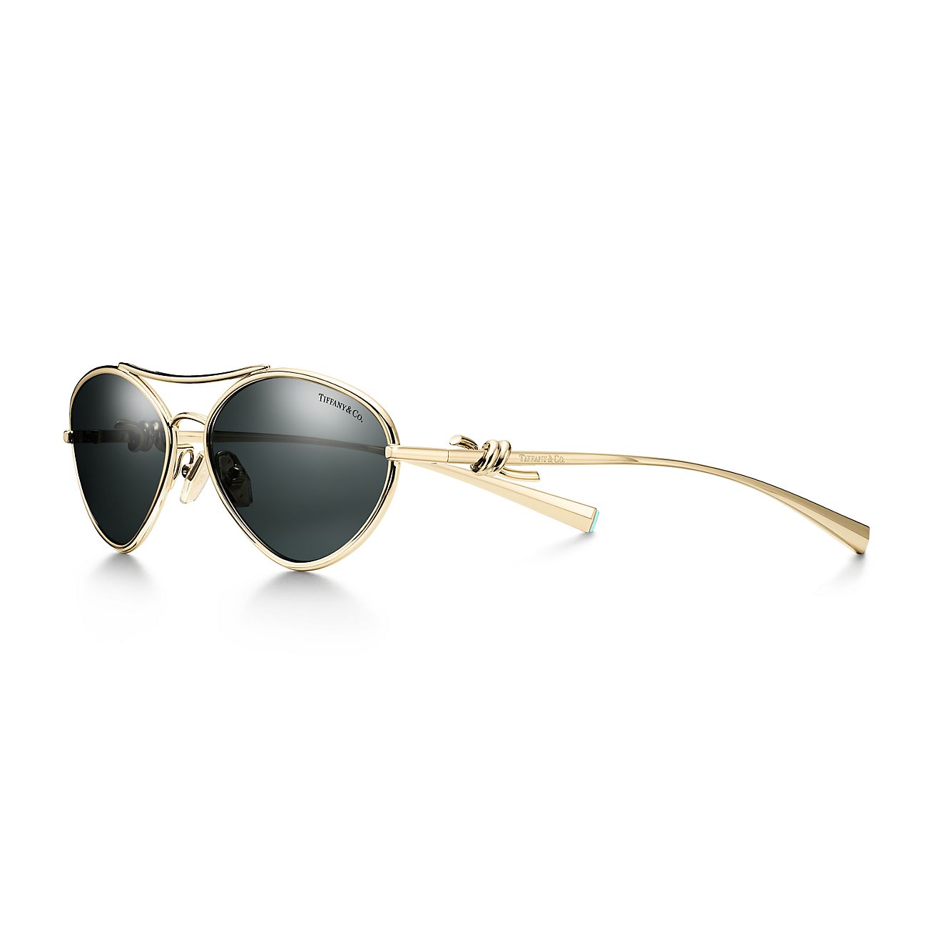 Tiffany Knot Sunglasses in Pale Gold-colored Metal with Dark Gray