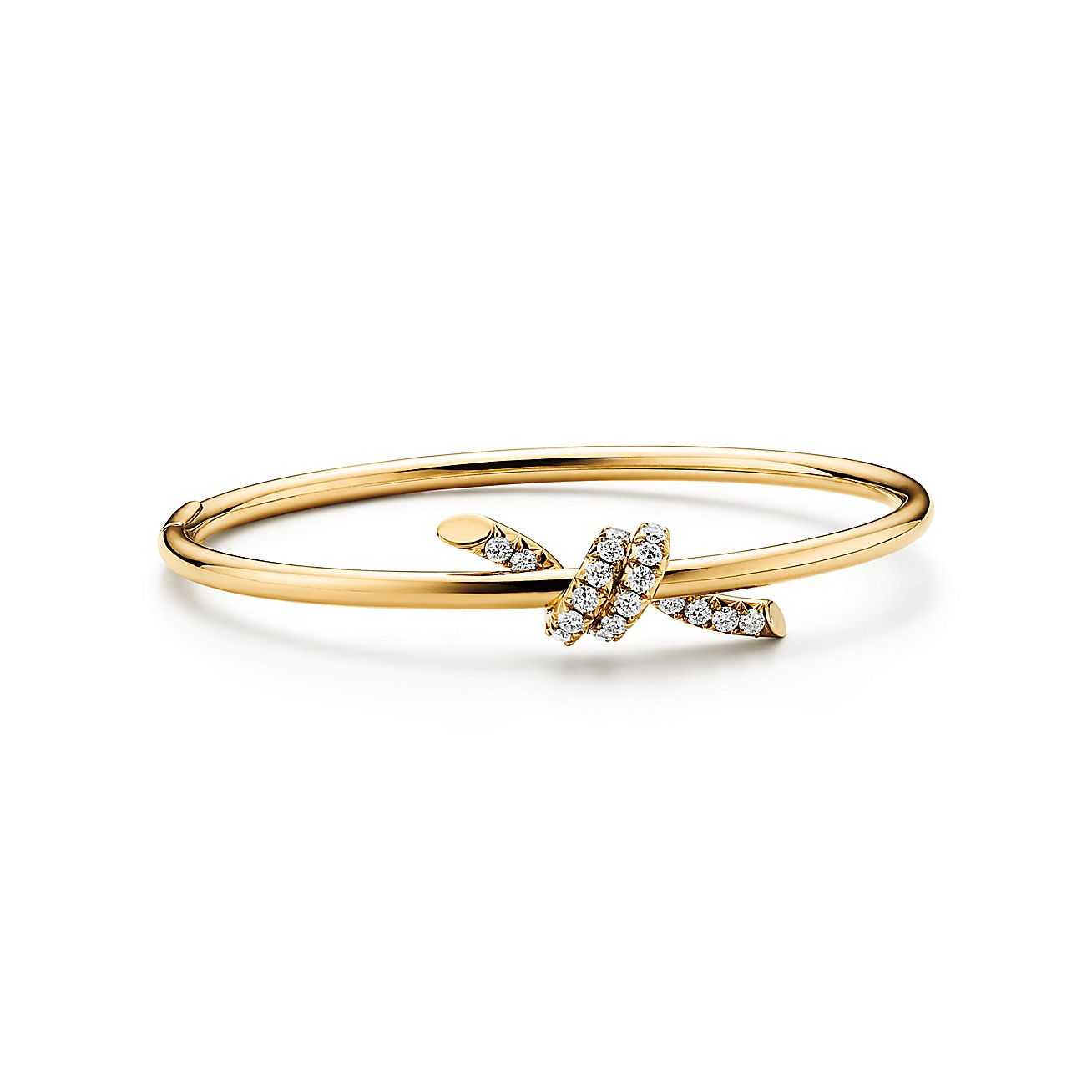 Tiffany Knot Wire Bangle in Yellow Gold with Diamonds Tiffany