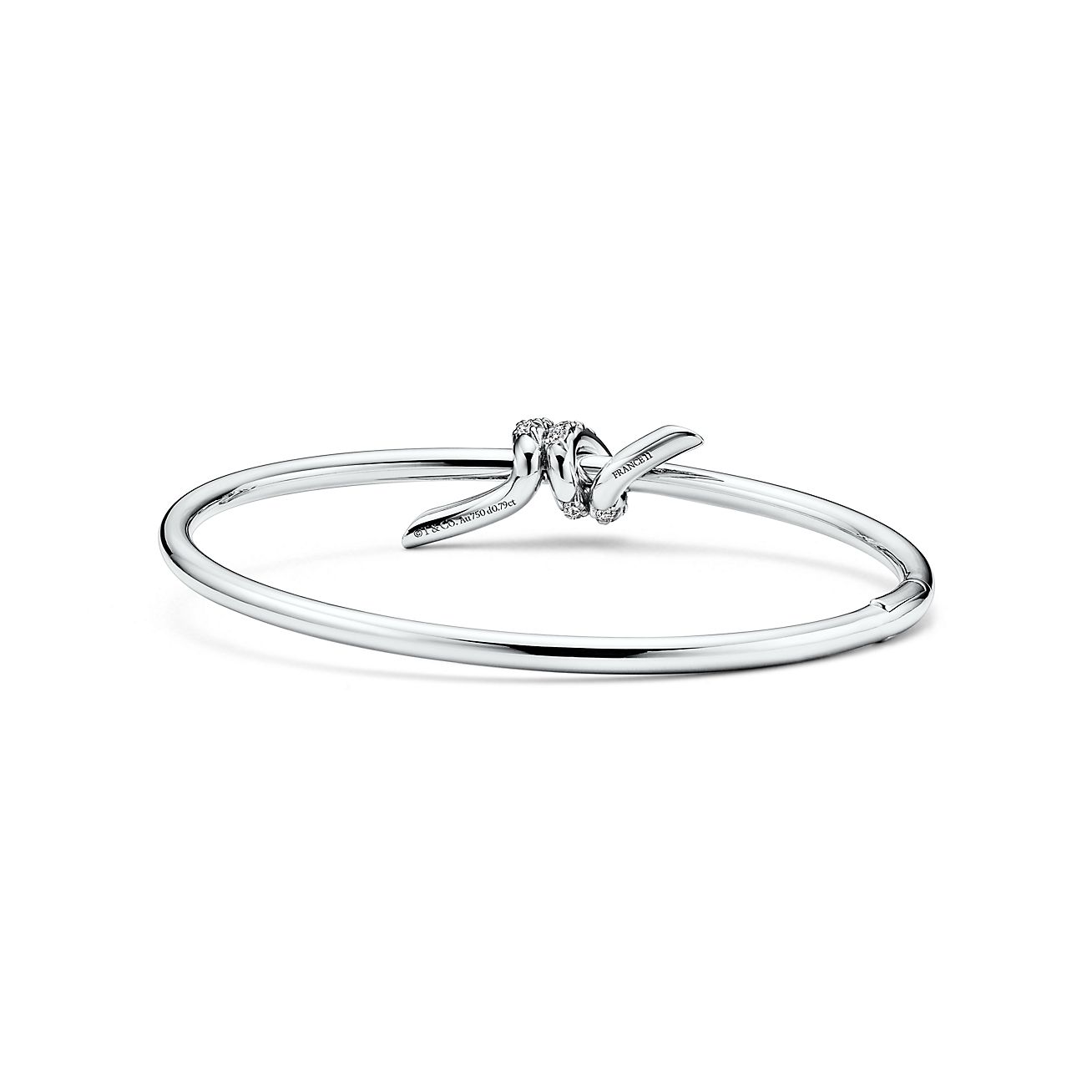 Tiffany Knot Wire Bangle in White Gold with Diamonds