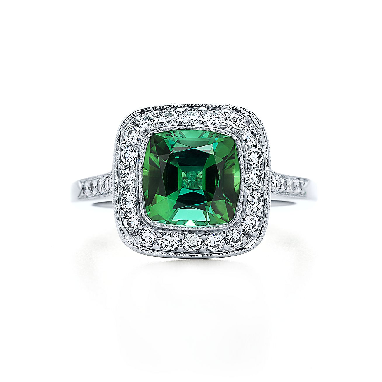 Tiffany Legacy Collection™ ring with a green tourmaline and diamonds in ...