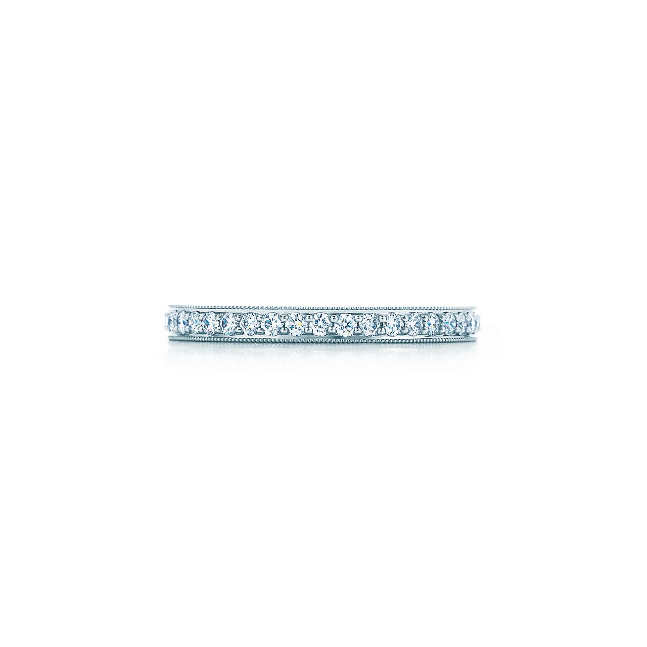 Critical Frank Adulthood Tiffany Legacy Collection® band ring in platinum with diamonds, 2 mm wide.  | Tiffany & Co.