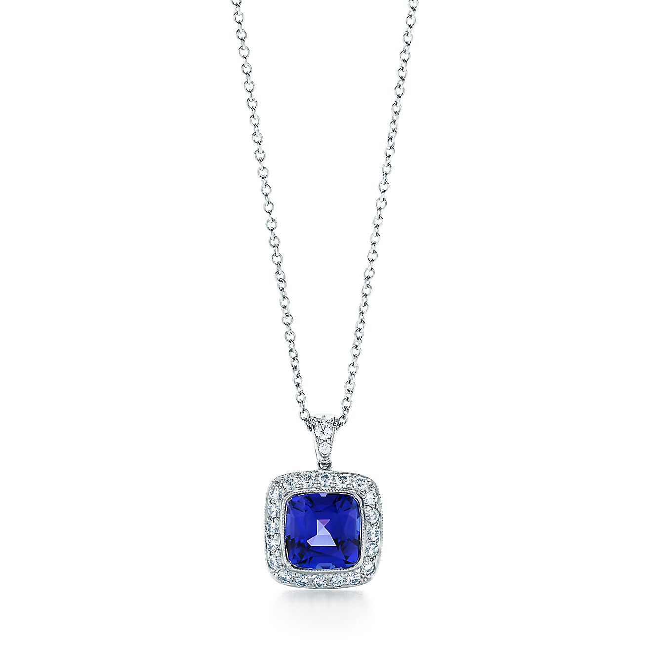Tiffany Legacy® tanzanite pendant in platinum with diamonds. | Tiffany ...