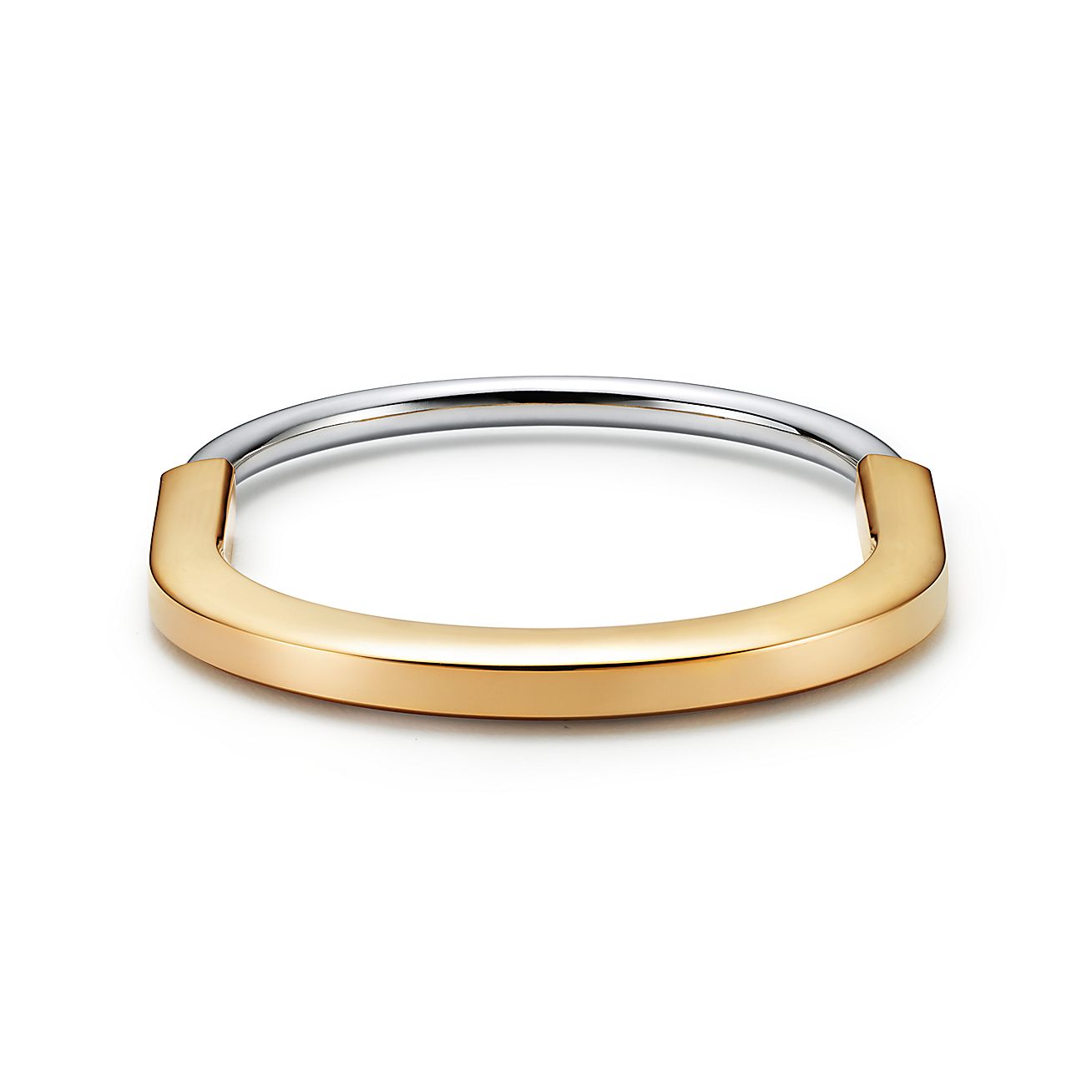 Tiffany Lock Bangle in Yellow and White Gold with Half Pavé Diamonds - Alternate shot 1 - Alternate shot 2 - Alternate shot 3