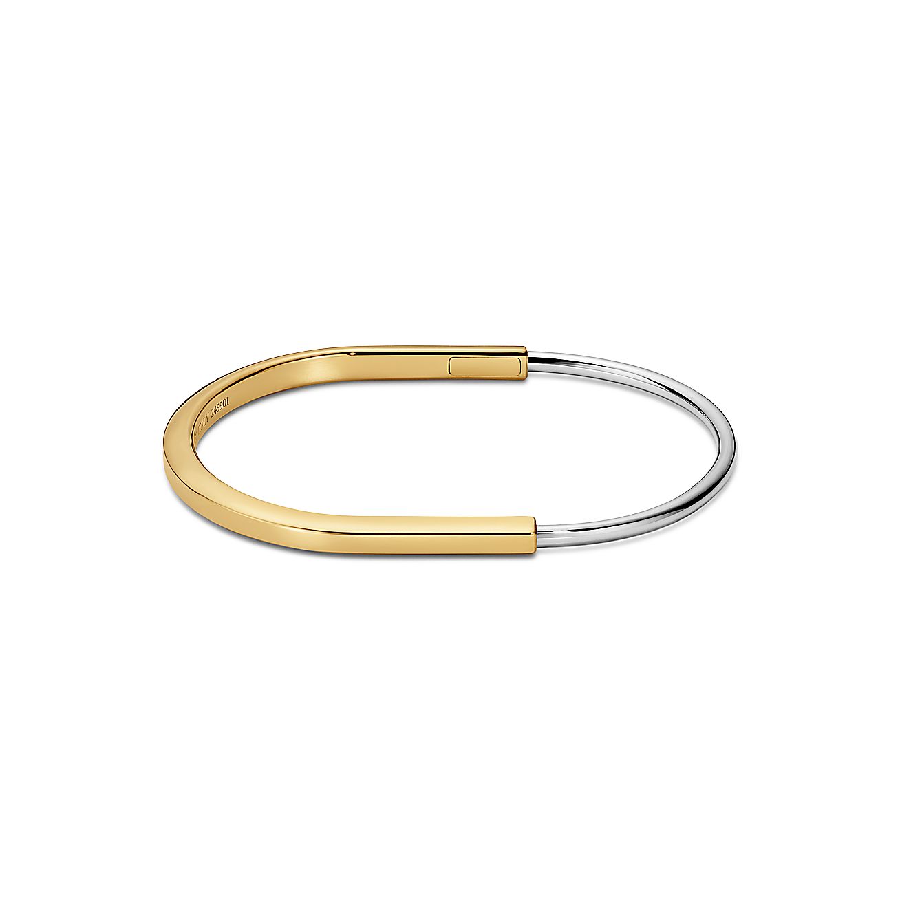 Tiffany Lock Narrow Bangle in Yellow and White Gold