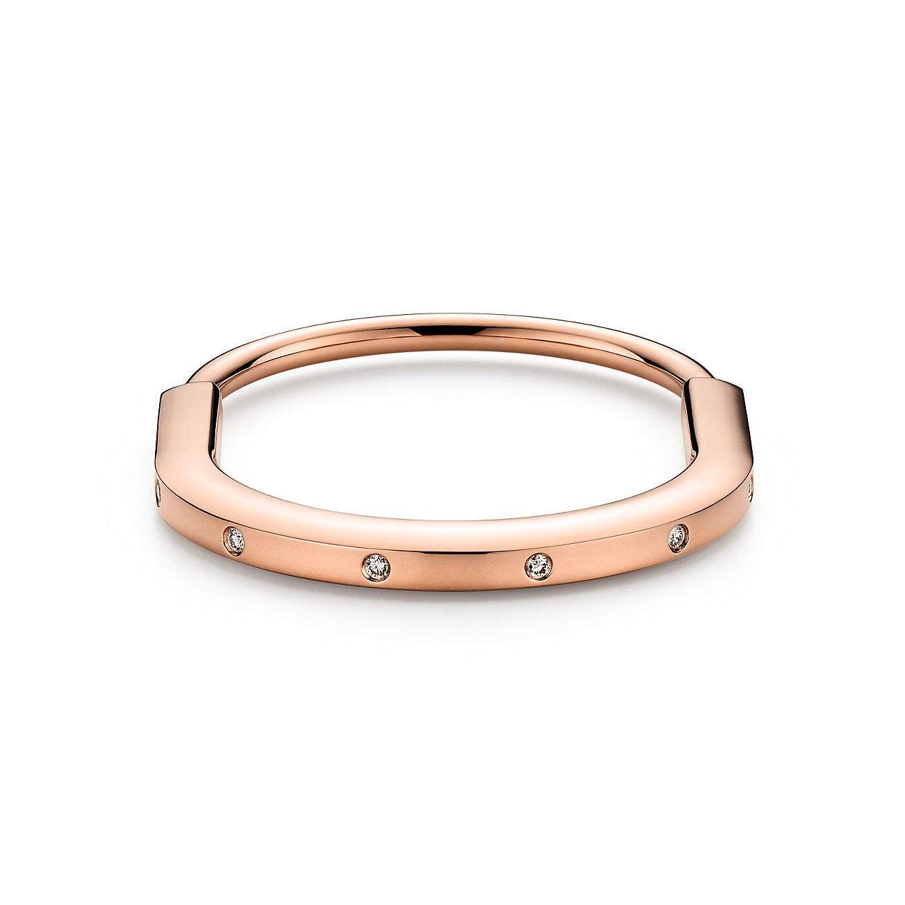 Tiffany Lock Bangle in Rose Gold with Diamond Accents | Tiffany