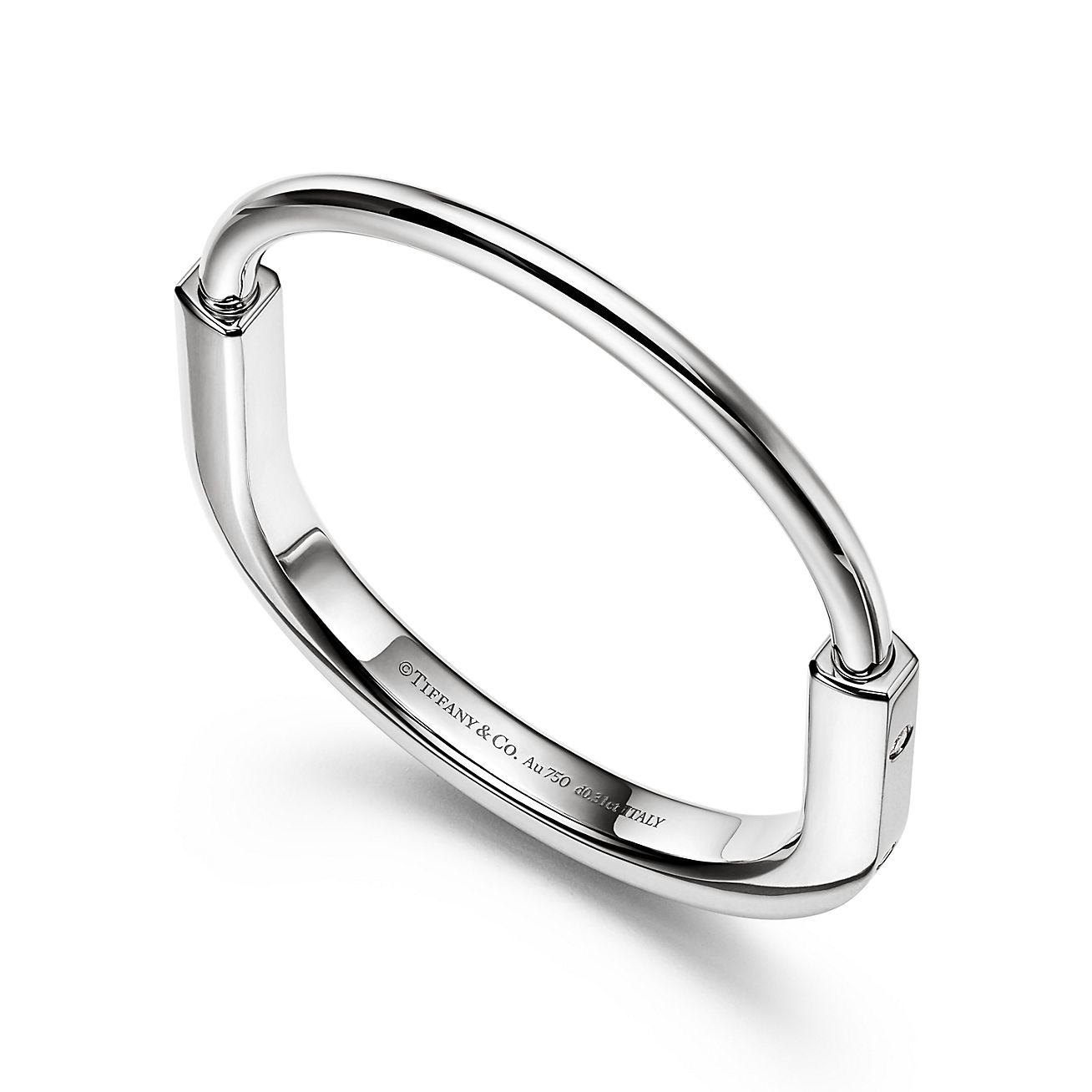 Tiffany Lock Bangle in White Gold with Diamond Accents | Tiffany & Co.