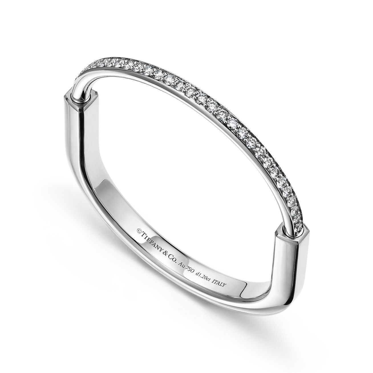 Tiffany Lock Bangle in White Gold with Half Pavé Diamonds