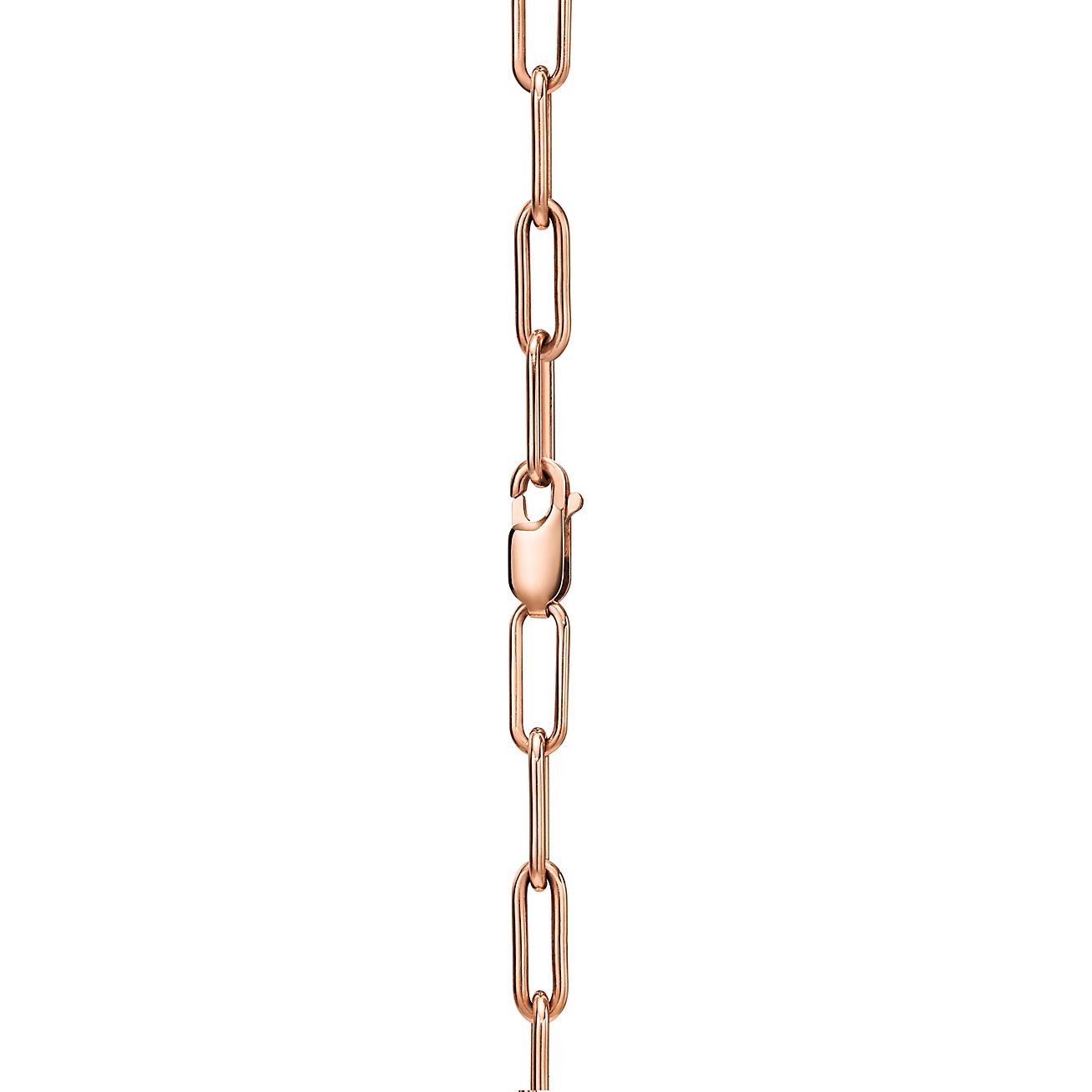 Tiffany Lock Pendant in Rose and White Gold with Diamonds, Extra Large