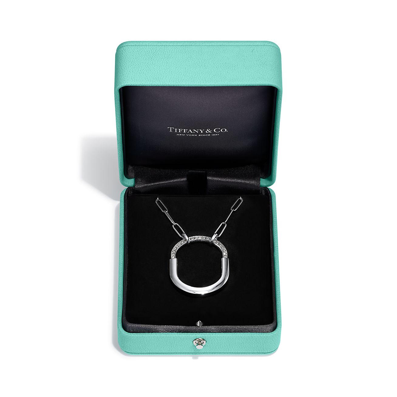 Tiffany Lock Pendant in White Gold with Diamonds