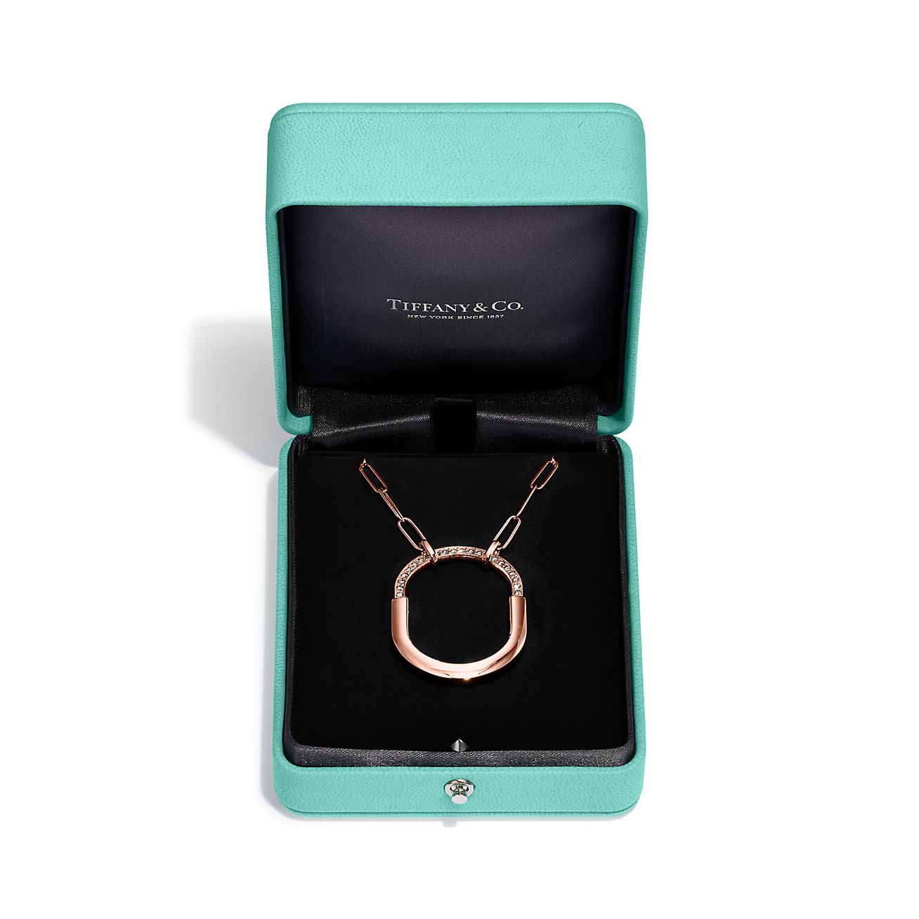 Tiffany Lock Medium Pendant in Rose Gold with Pink Sapphires | Tiffany & Co.