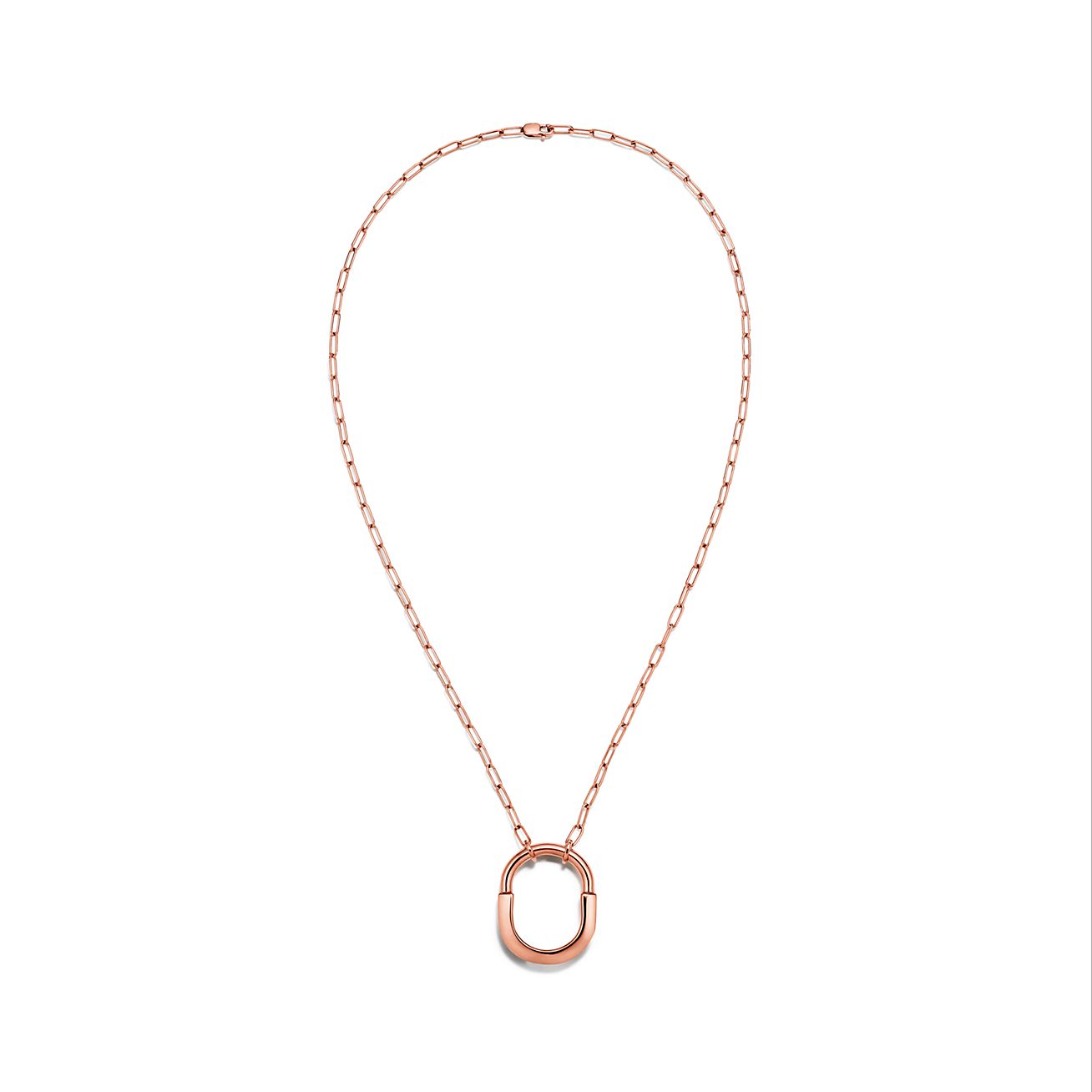 Tiffany Lock Pendant in Rose Gold with Diamonds