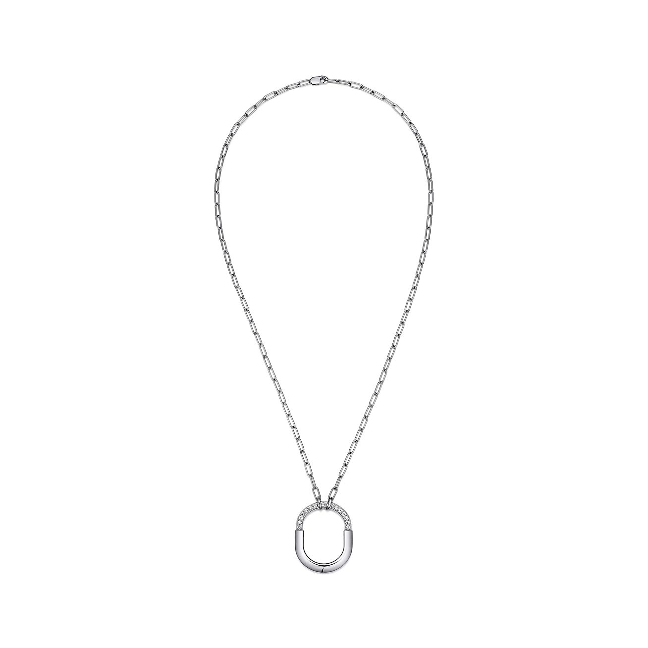 Tiffany & Co. Platinum Diamond Round Lock Pendant Necklace - 950 Platinum Pendant  Necklace, Necklaces - TIF255799